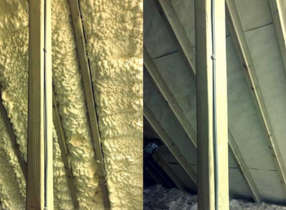 Spray foam insulation removal from loft rafters
